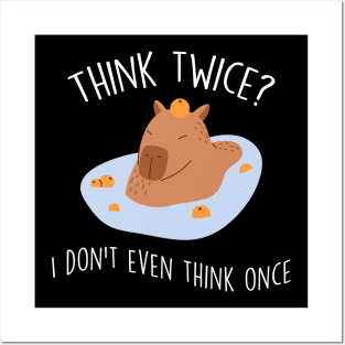 Capybara Mandarin Orange Think Twice Posters and Art